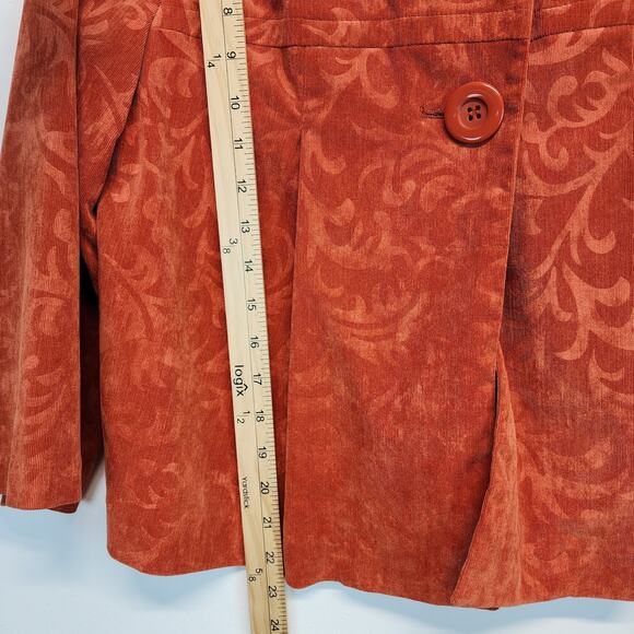 Vintage Acanthus Peplum Jacket Size M Orange 3/4 Wide Sleeve Hippie 70s Style - Picture 7 of 10
